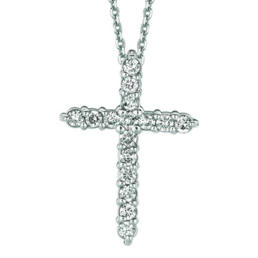0.50 Carat Natural Diamond Cross Necklace